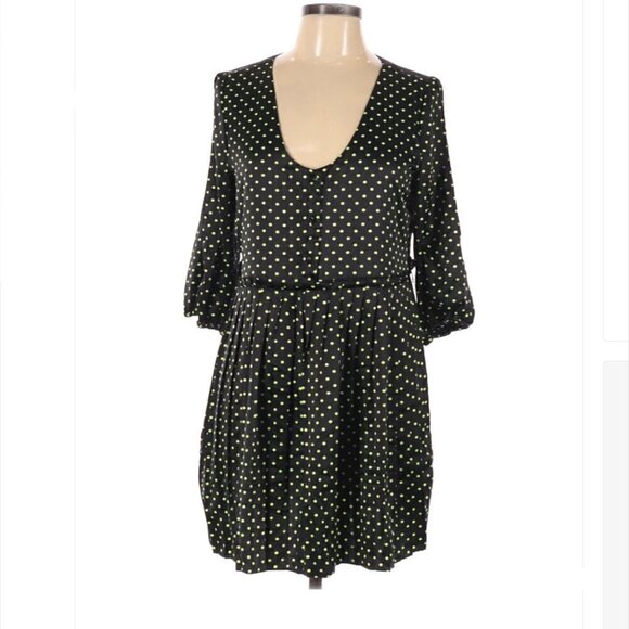PRINCESS Vera Wang Polka Dot Black & Green Dress Size 11 - Picture 1 of 3